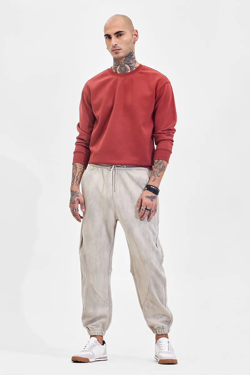 Grey Mid Rise Relaxed Fit Joggers