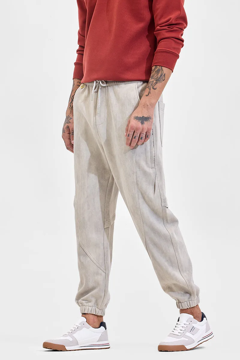 Grey Mid Rise Relaxed Fit Joggers