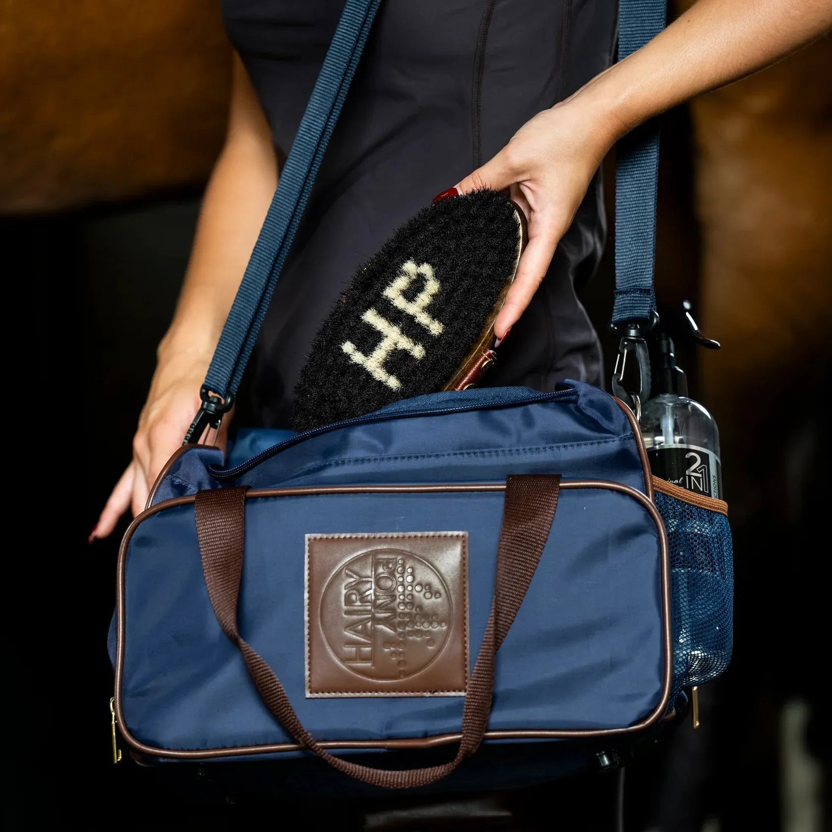 Hairy Pony Navy And Brown Grooming Bag New