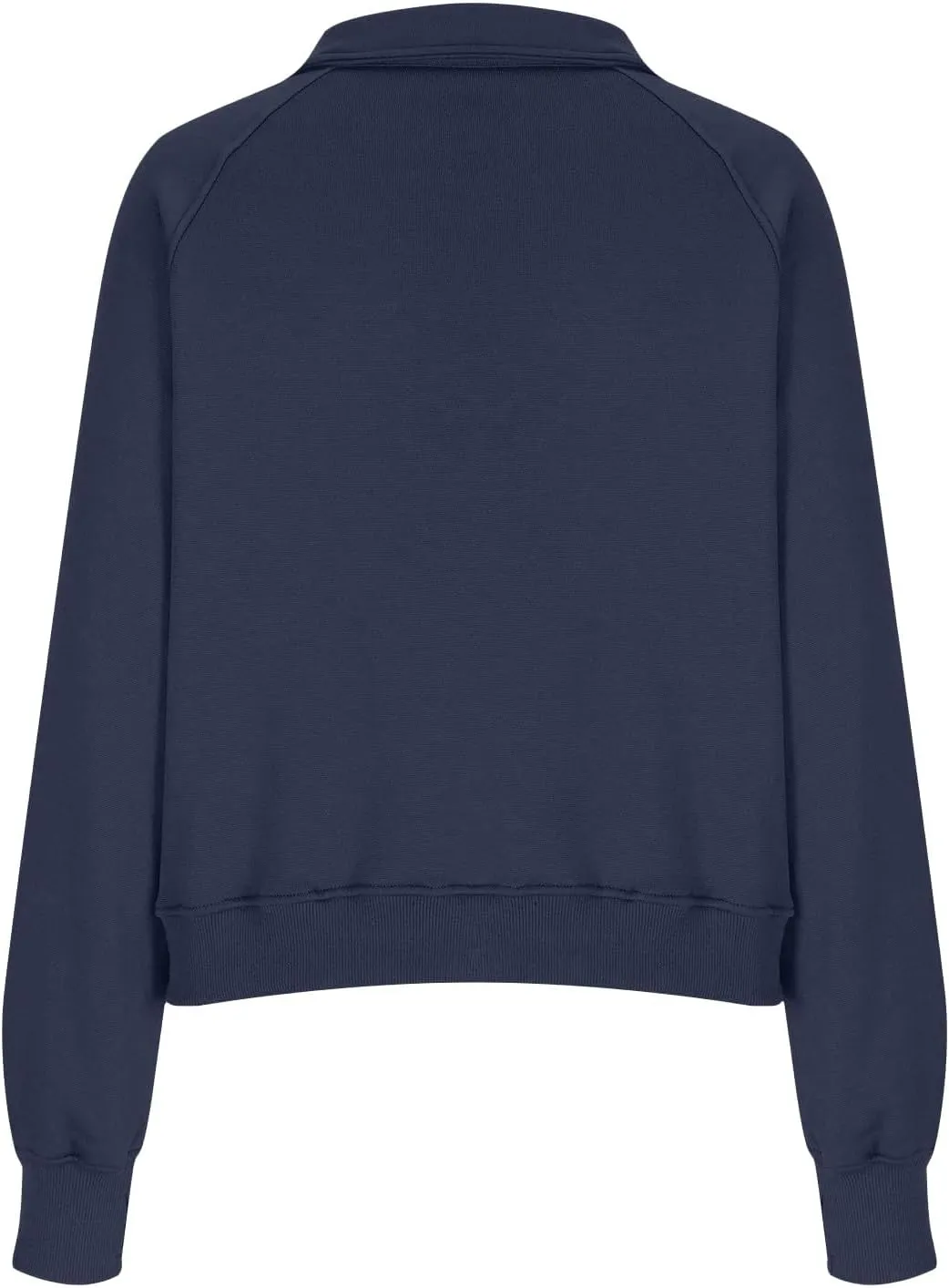 Half Zip Sweatshirt Women Fleece Thumb Hole Cropped Sweatshirts Stand Collared Loose Fit Plain Zip Up Pullover Tops