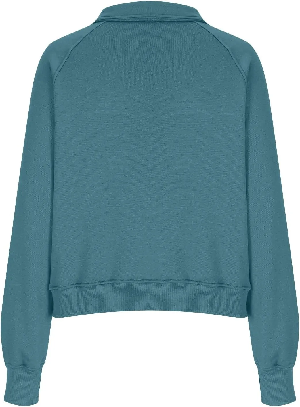 Half Zip Sweatshirt Women Fleece Thumb Hole Cropped Sweatshirts Stand Collared Loose Fit Plain Zip Up Pullover Tops