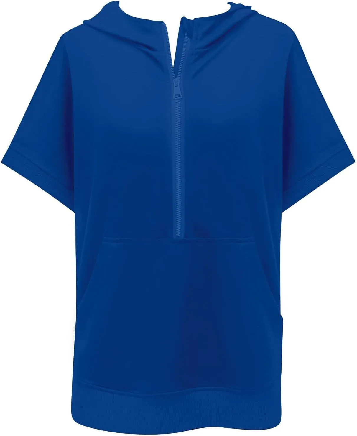 Half Zip Sweatshirt Women Oversized Short Sleeve Hoodies Casual Pullover Tops Loose Fit Summer Shirts with Pockets