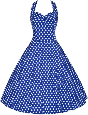 Halter Party Dress Retro Floral Print 50s 60s Pin Up Rockabilly Dress Cotton Plus Size Women Clothing