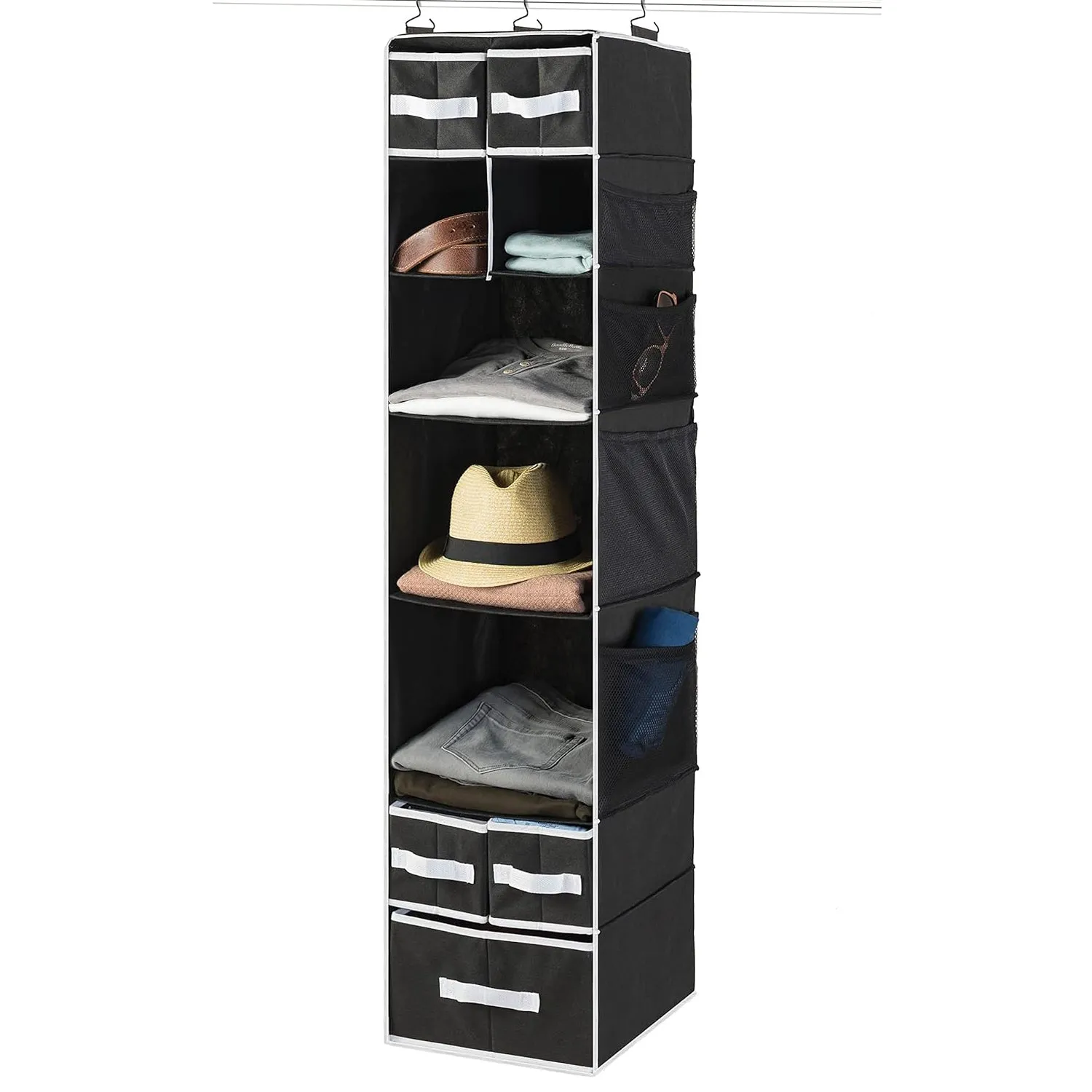Hanging Closet Organizer 9 Shelf with 5 Drawers