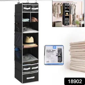 Hanging Closet Organizer 9 Shelf with 5 Drawers