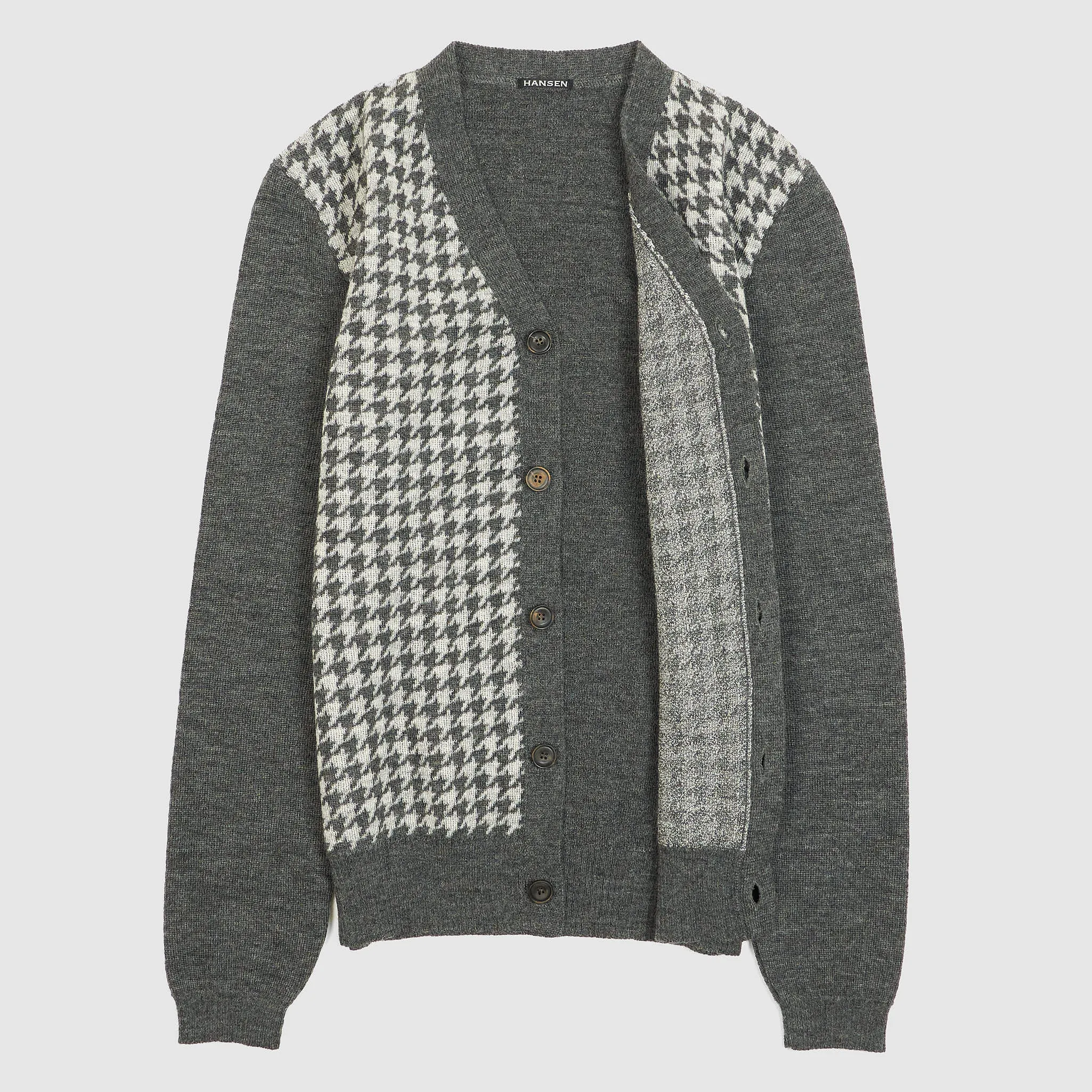 Hansen Knit Hounds Tooth Wool Cardigan