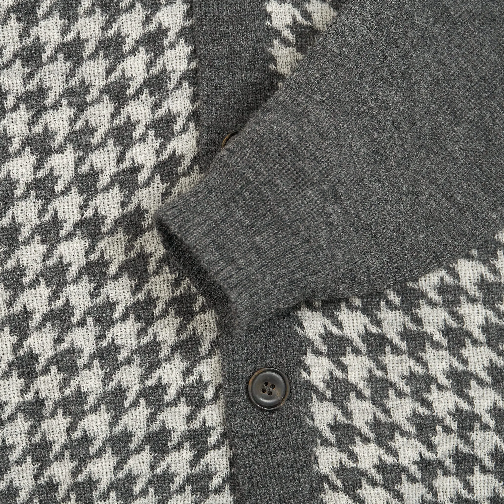 Hansen Knit Hounds Tooth Wool Cardigan