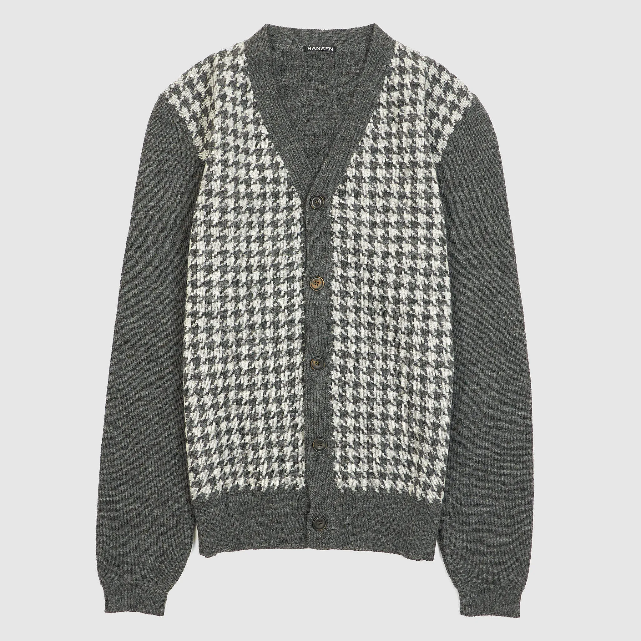 Hansen Knit Hounds Tooth Wool Cardigan