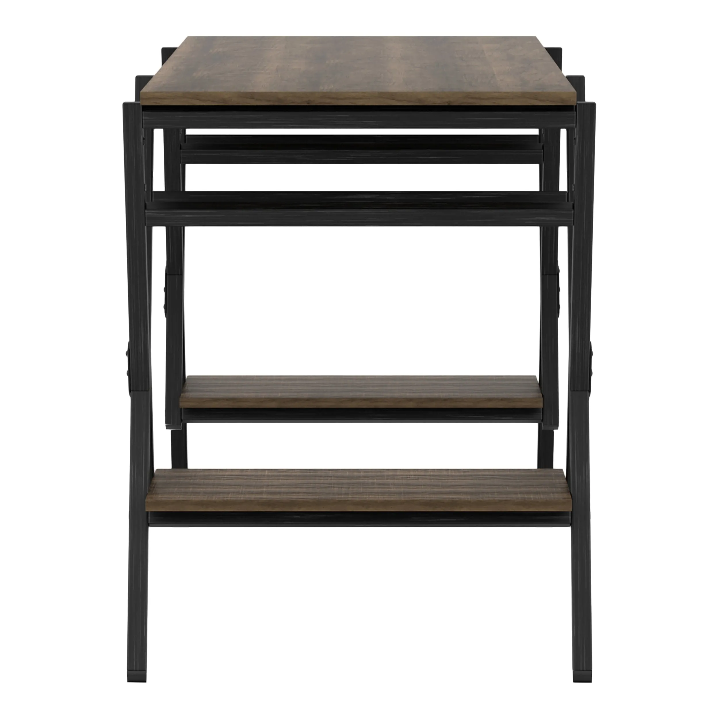 Harvey Rustic Oak Computer Desk & Gunmetal File Pedestal Office Set