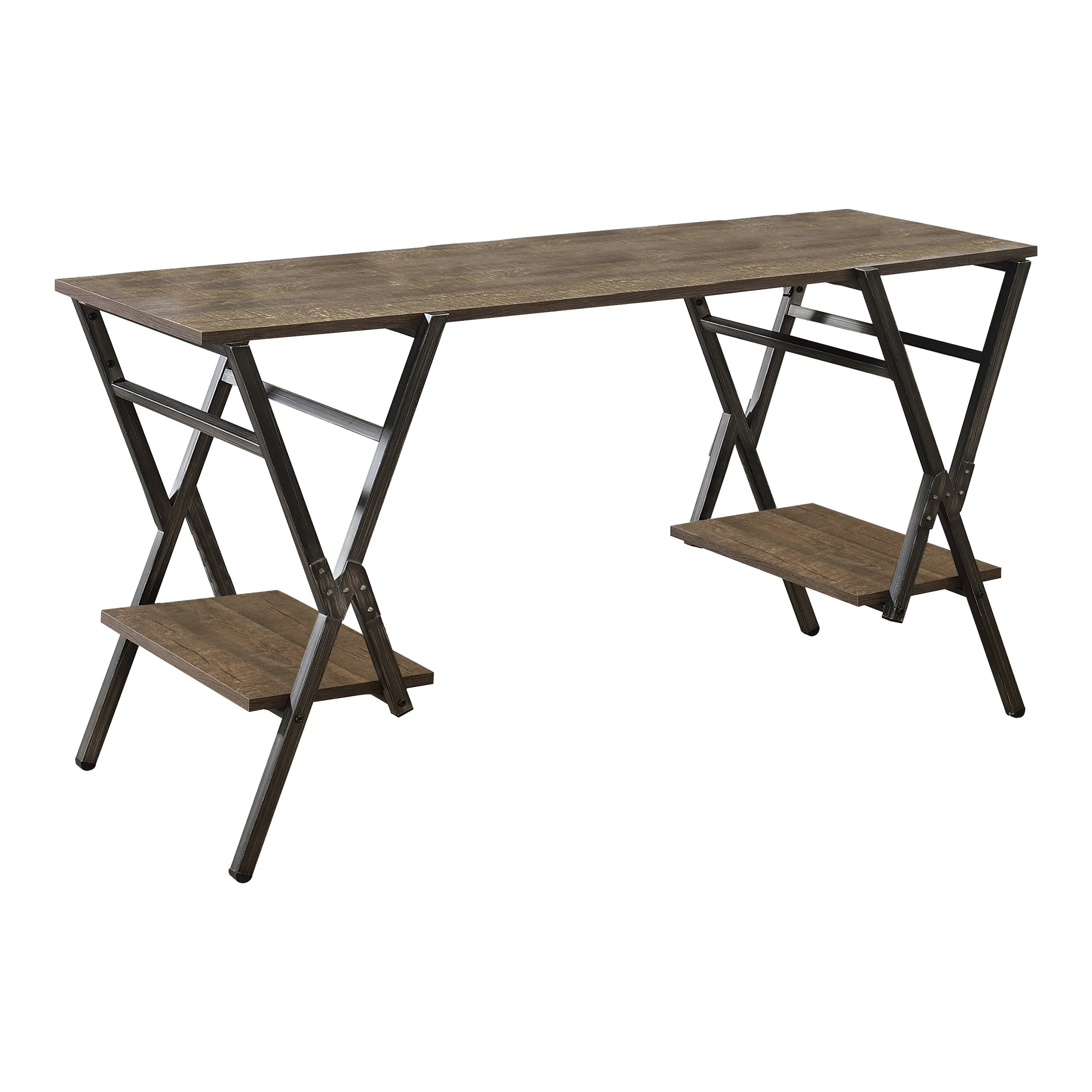 Harvey Rustic Oak Computer Desk & Gunmetal File Pedestal Office Set