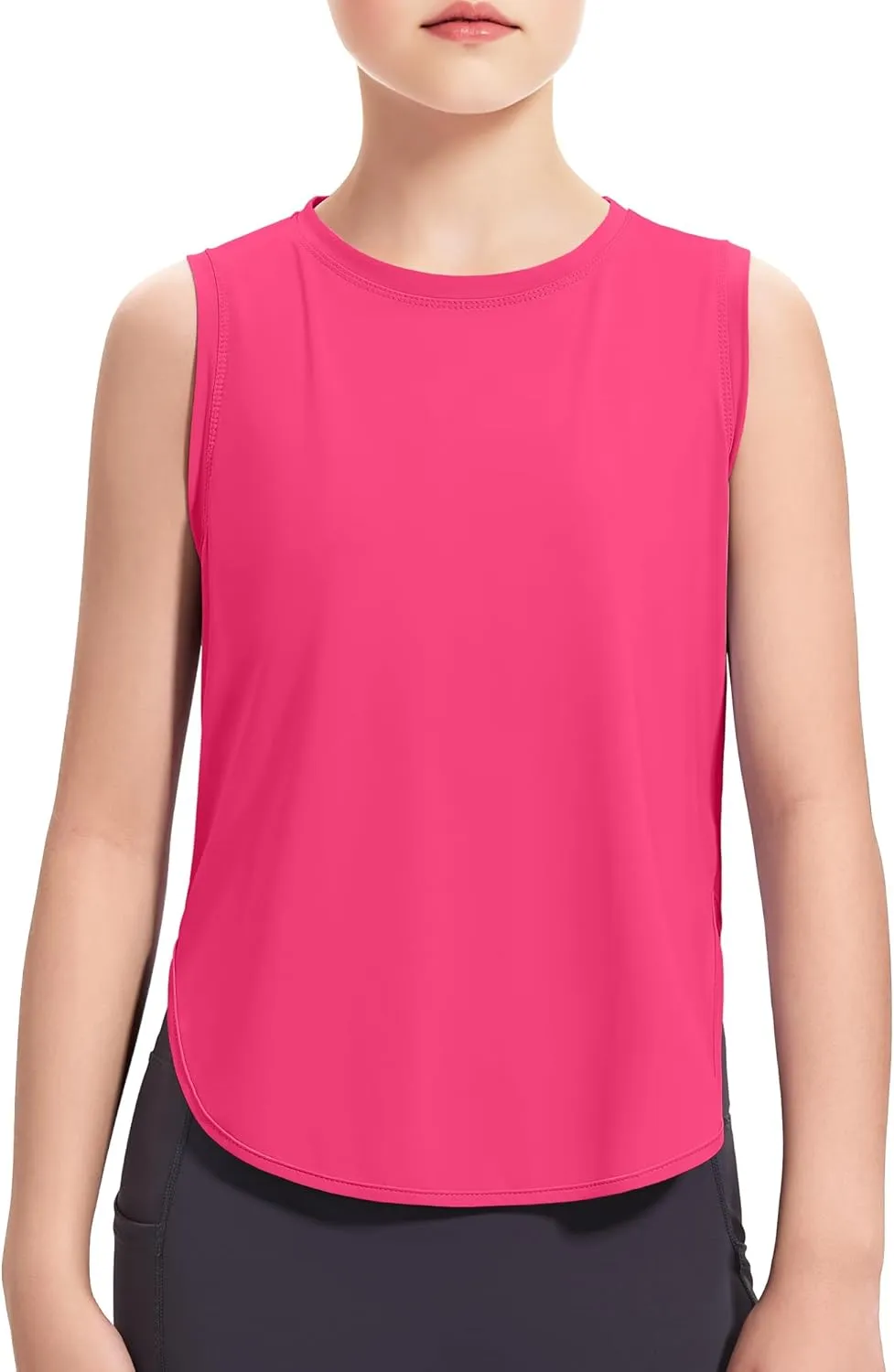 HASMES Girls Tank Tops Quick Dry Athletic Top Cute Sleeveless Shirts Dance Yoga Workout Tops