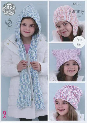 Hats and Scarf in King Cole Yummy (4538)