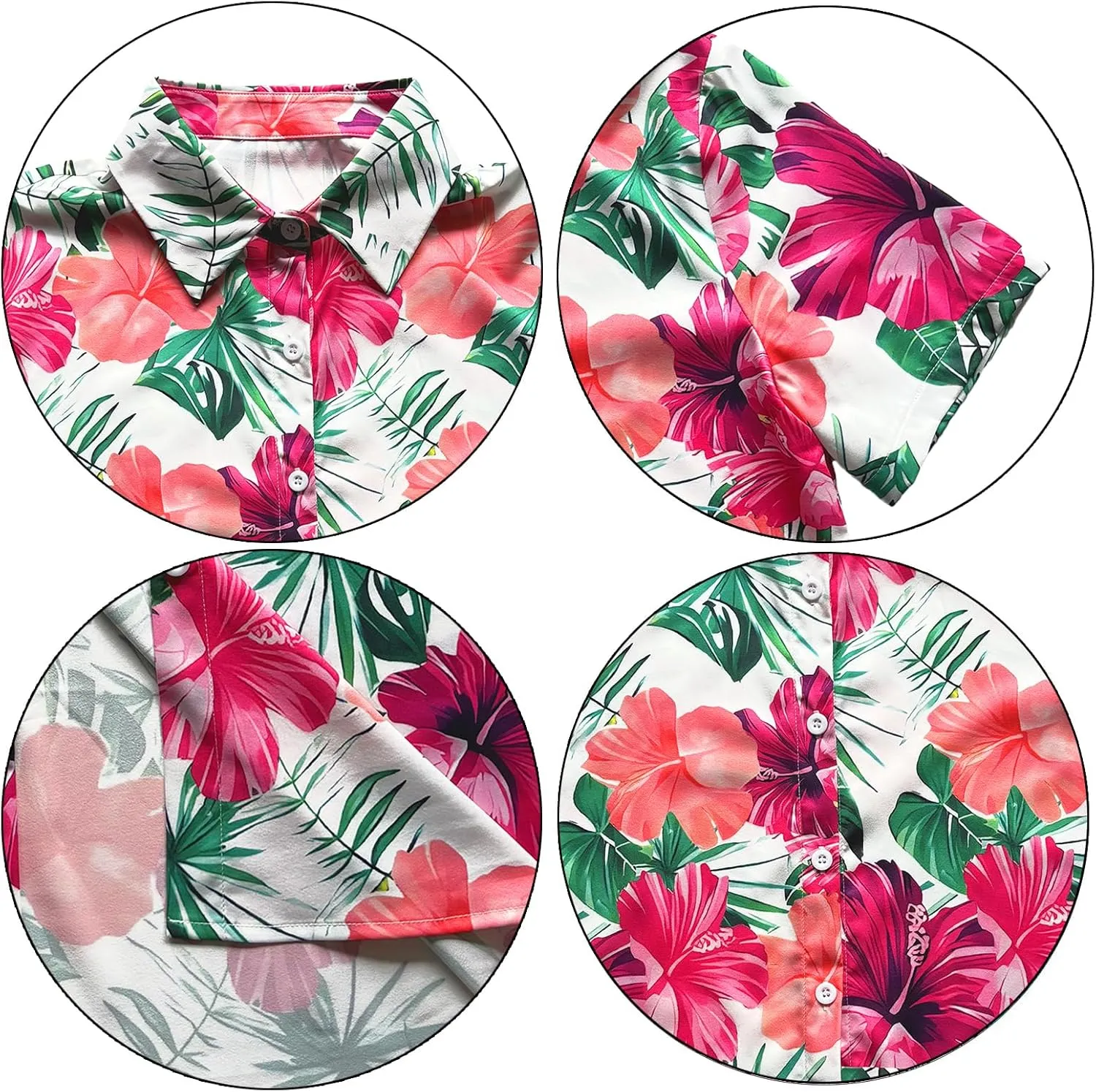 Hawaiian Shirts Women Hawaii Tshirt Cool Floral Tropic Print Graphic Tees Tops Button Up Summer Vacation Shirt