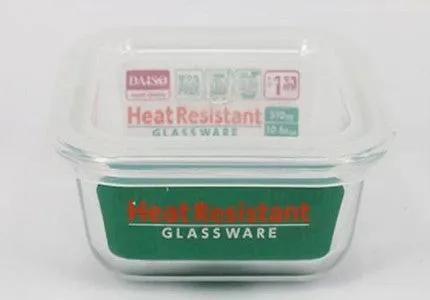 Heat resistant glass container,square, 4.76 x 4.76 x 2,28 in