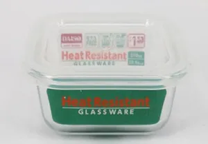 Heat resistant glass container,square, 4.76 x 4.76 x 2,28 in