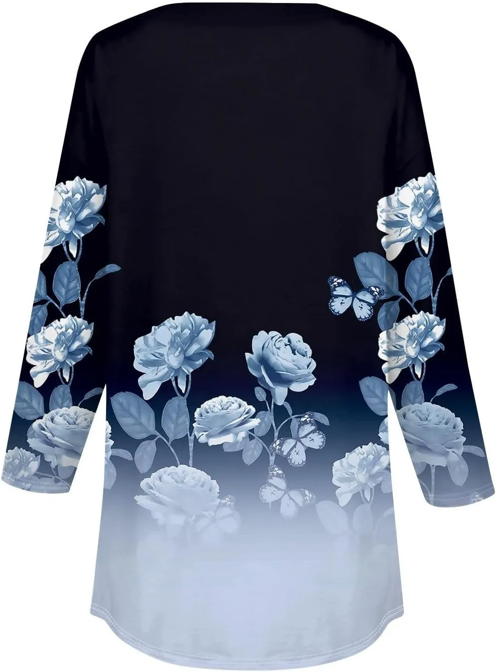 Henley Summer Shirts 3/4 Length Sleeve Womens Tops Vintage Print Casual Trendy Loose Fit 2025 Tunic Blouses