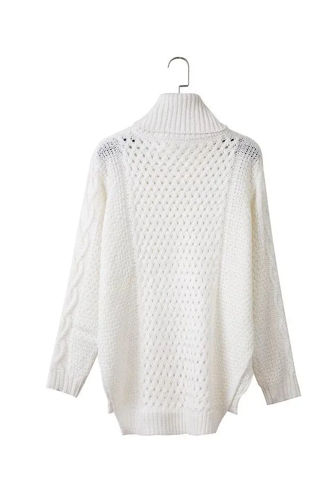 High Neck Pull Over High Slitting Sweater