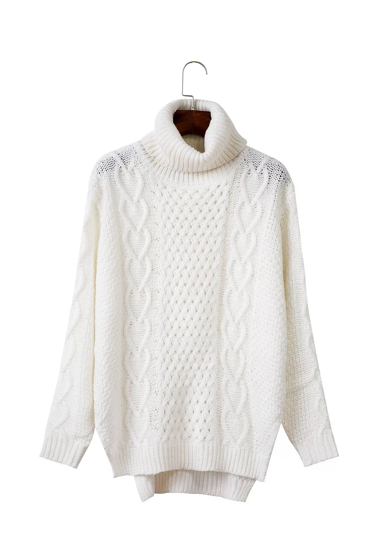 High Neck Pull Over High Slitting Sweater