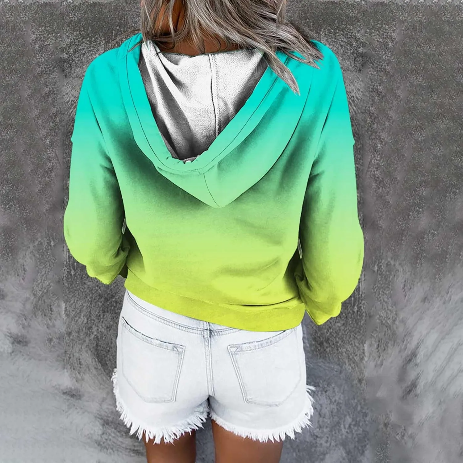 hlysgo Womens Fall Fashion 2024 Hoodies Casual Oversized Sweatshirt Long Sleeve 1/4 Button Up Pullover Gradient Hoodie