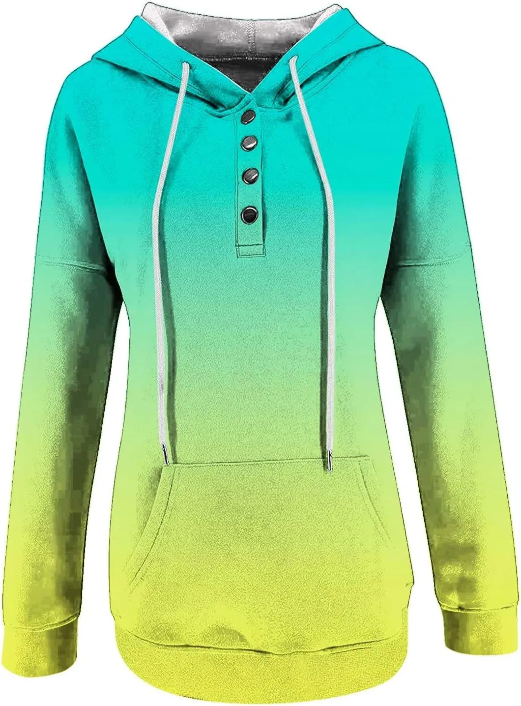 hlysgo Womens Fall Fashion 2024 Hoodies Casual Oversized Sweatshirt Long Sleeve 1/4 Button Up Pullover Gradient Hoodie