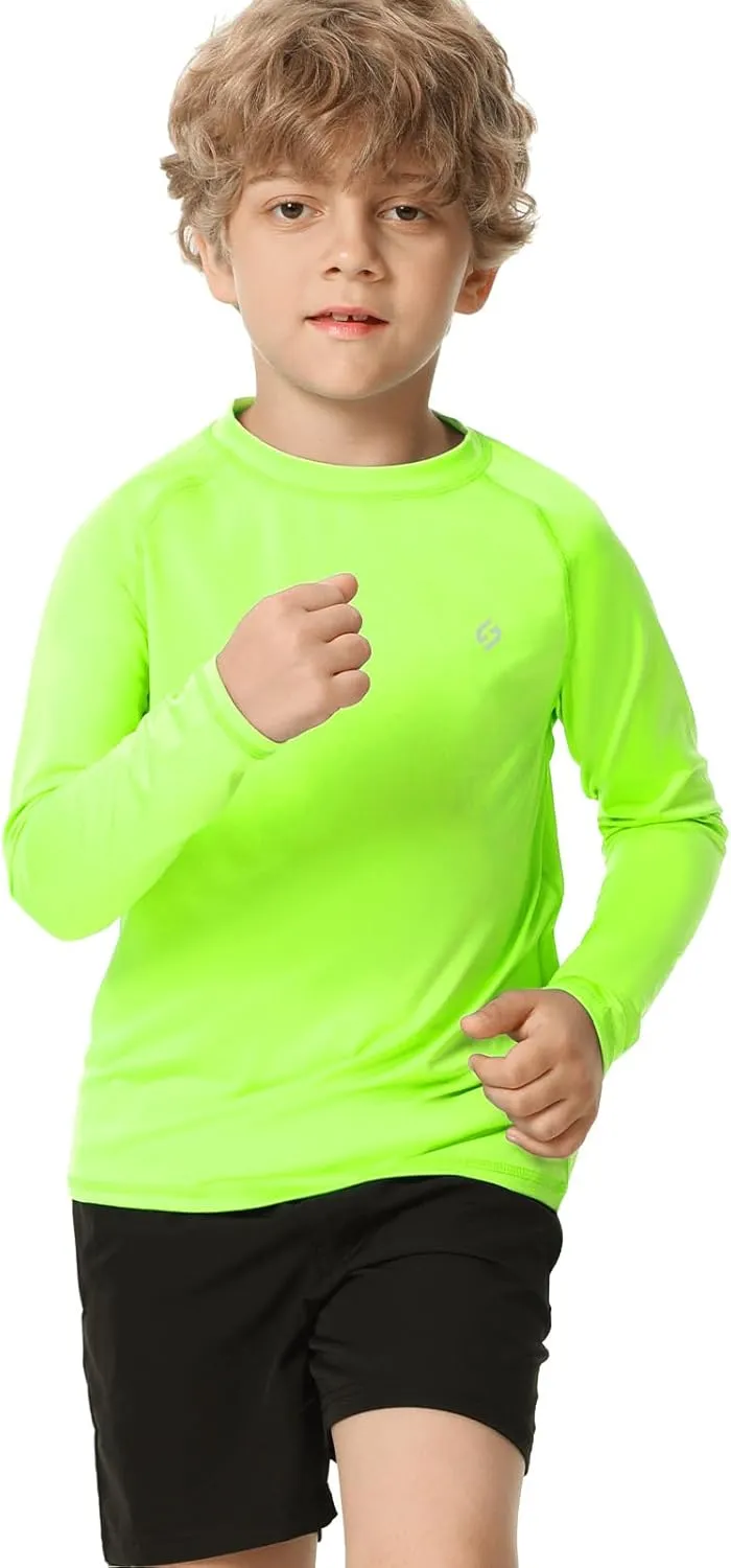 HODOSPORTS Boys UPF 50  Rash Guard Swim Shirts Long Sleeve Quick Dry UV Protection Sun T-Shirts