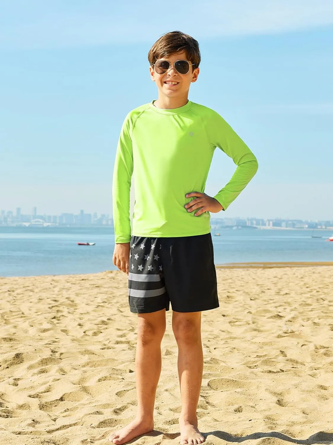 HODOSPORTS Boys UPF 50  Rash Guard Swim Shirts Long Sleeve Quick Dry UV Protection Sun T-Shirts