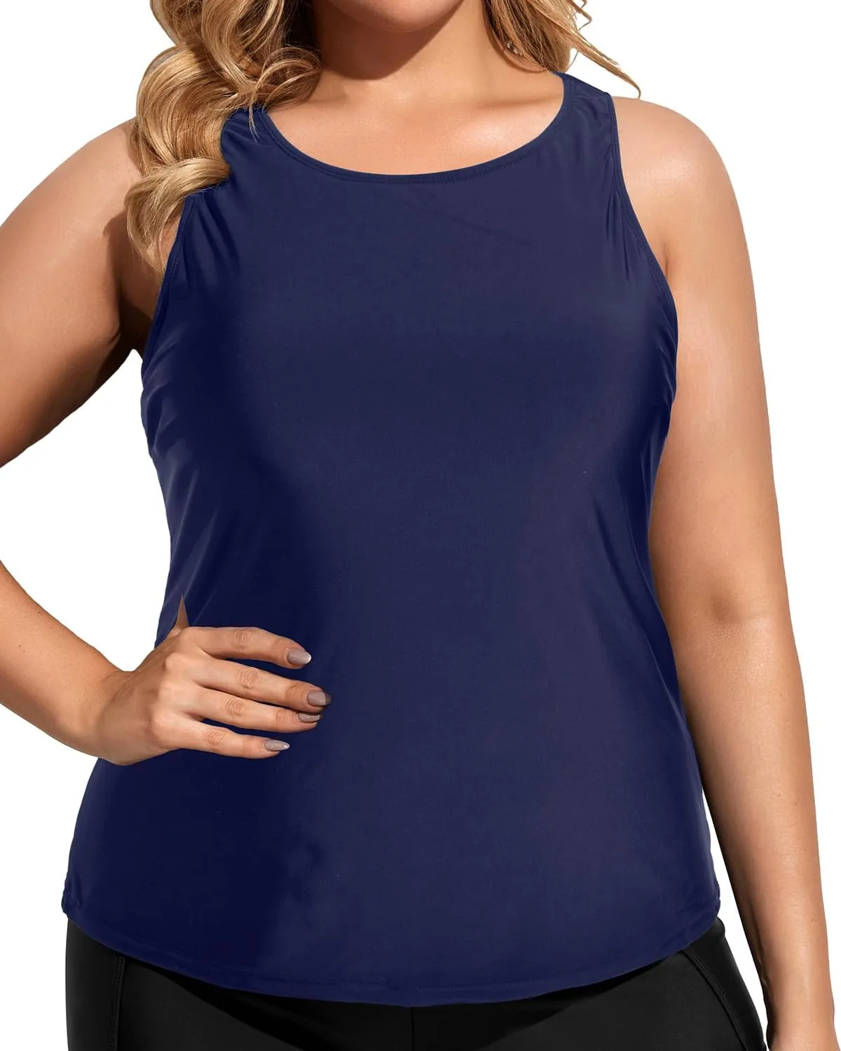 Holipick High Neck Tankini Top Bathing Suit Tops for Women Tummy Control Tank Tops Swimsuits