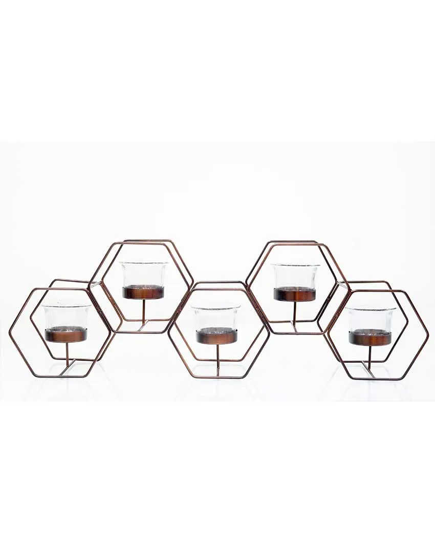 Honeycomb Pattern Metal Tea Light Holder