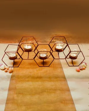 Honeycomb Pattern Metal Tea Light Holder