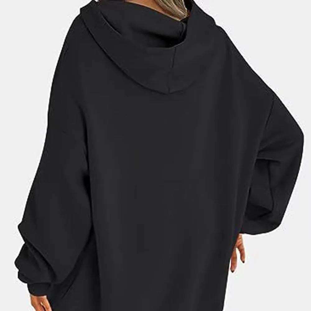 Hoodies Oversized Woman Fleece Hooded Pullover Tops Sweaters Drop Shoulder Long Sleeve Solid Color Tops for Leggings