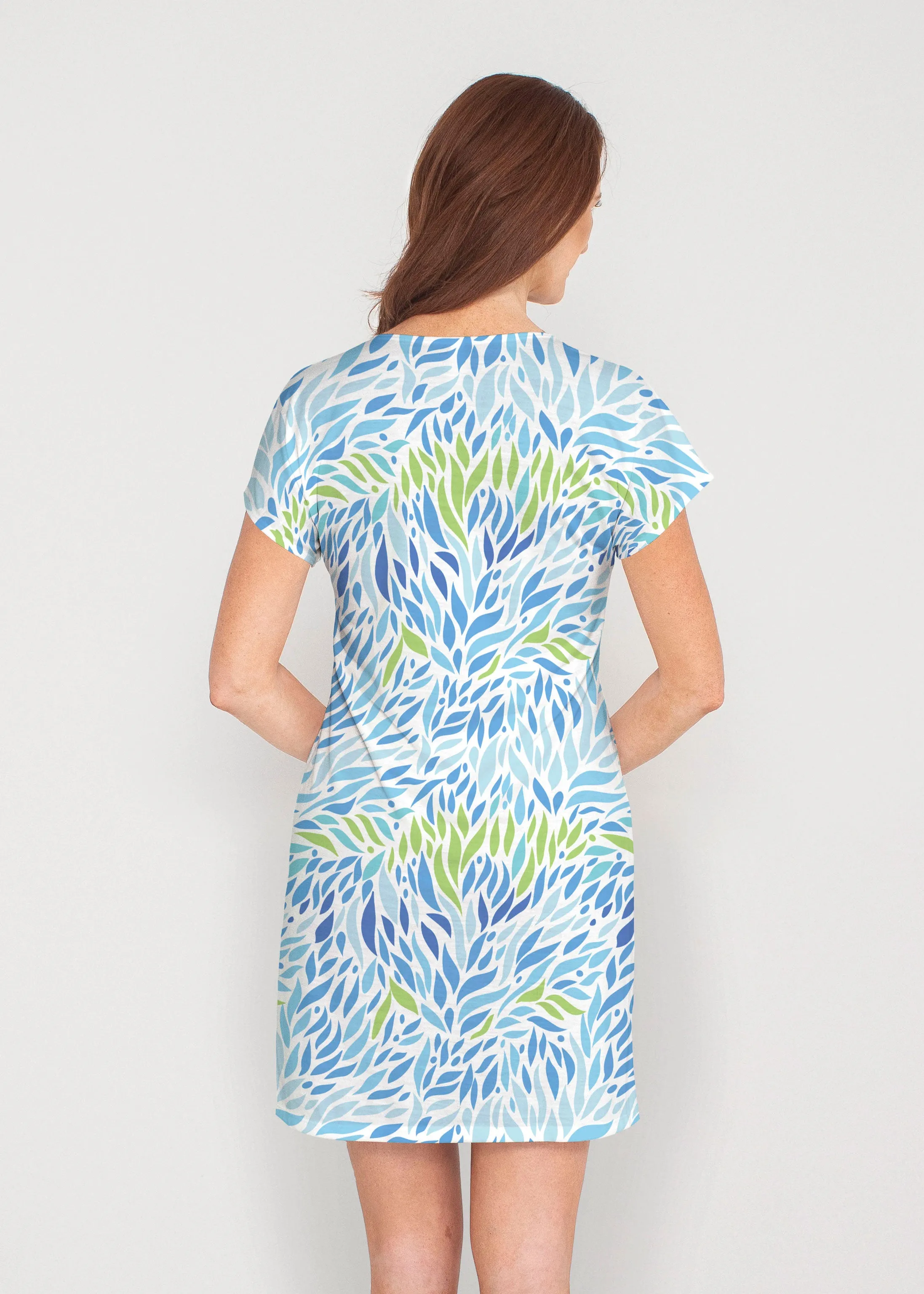 Hotsy Totsy Blue (8143) ~ French Terry Short Sleeve Crew Dress
