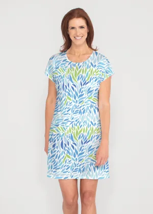 Hotsy Totsy Blue (8143) ~ French Terry Short Sleeve Crew Dress