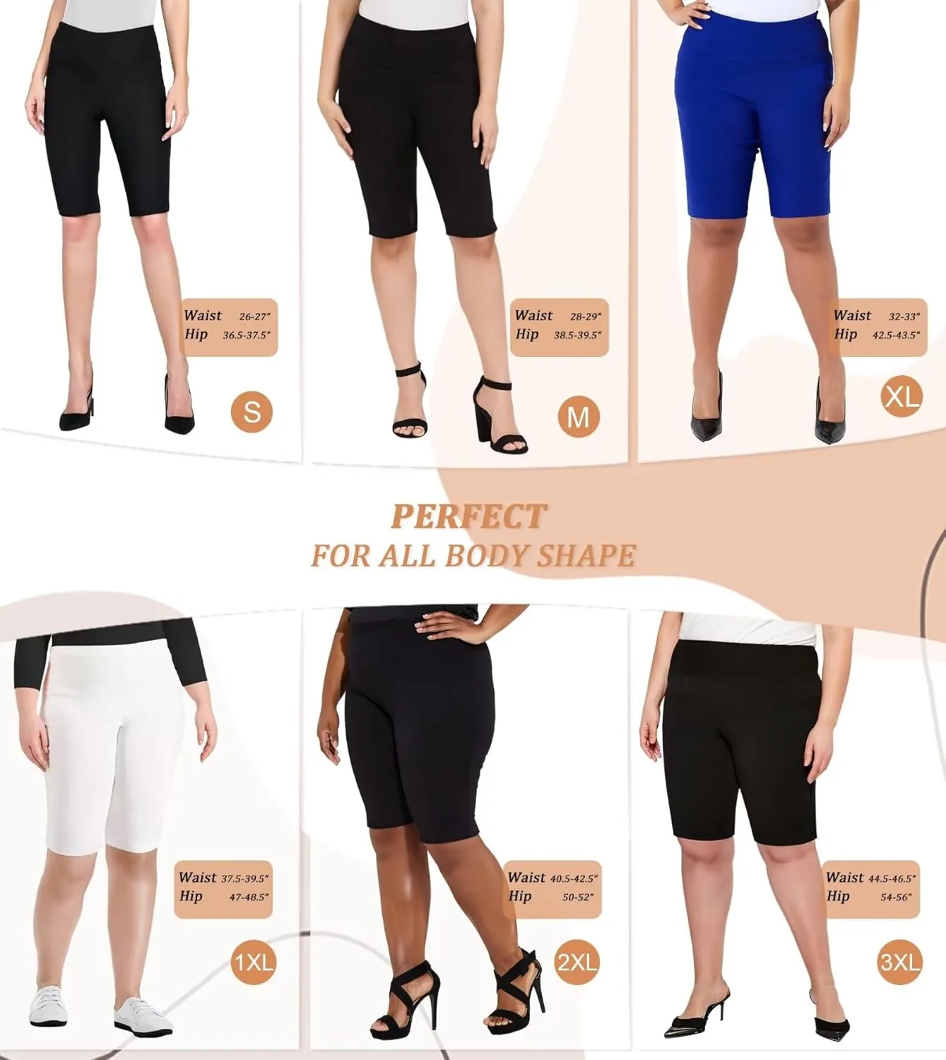 Hybrid & Company Womens Super Stretch Causal Pull On Millennium Twill Bermuda Shorts