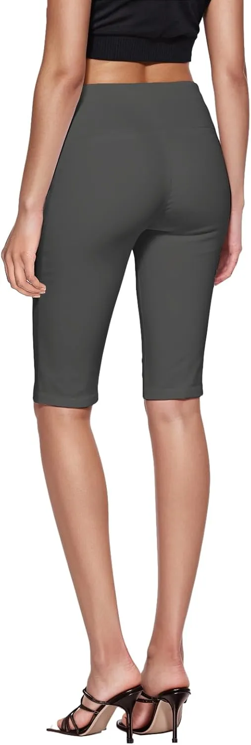 Hybrid & Company Womens Super Stretch Causal Pull On Millennium Twill Bermuda Shorts