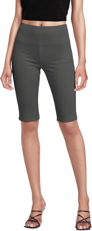 Hybrid & Company Womens Super Stretch Causal Pull On Millennium Twill Bermuda Shorts