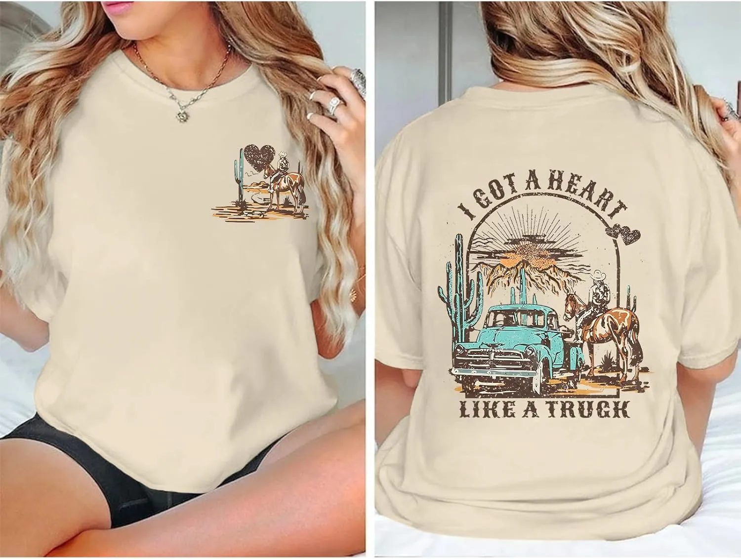 I Got A Heart Like A Truck T Shirt Women Country Music Shirts Nashville Concert Western Cowgirl Vintage Graphic Tee