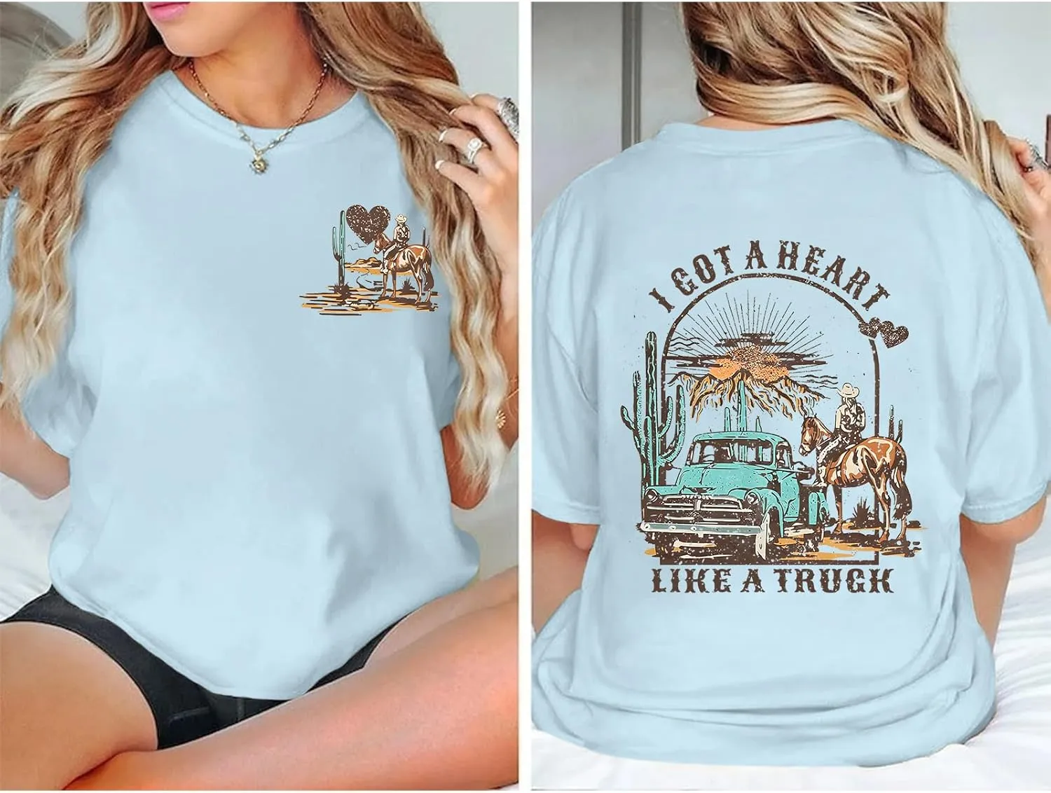 I Got A Heart Like A Truck T Shirt Women Country Music Shirts Nashville Concert Western Cowgirl Vintage Graphic Tee
