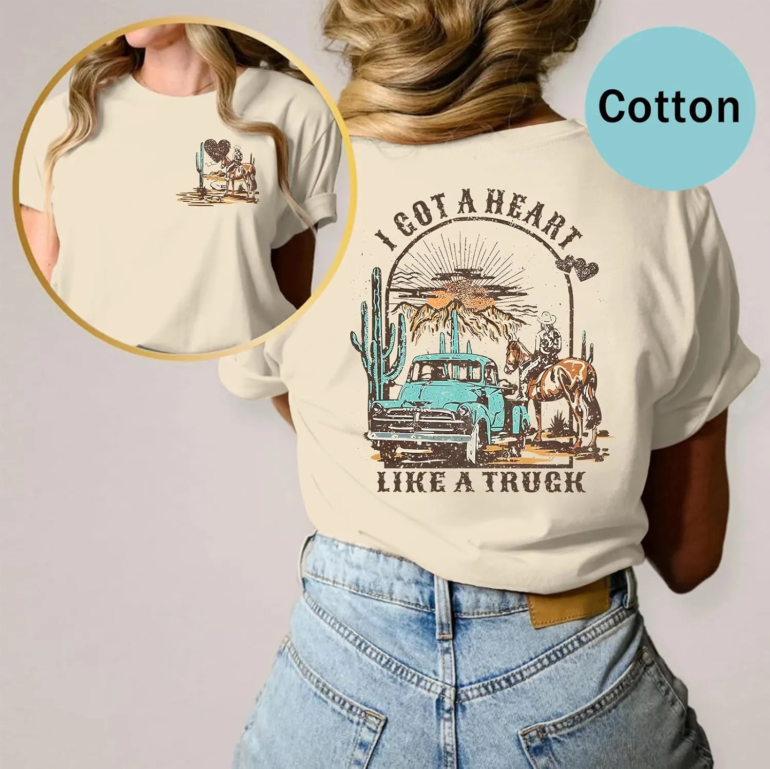 I Got A Heart Like A Truck T Shirt Women Country Music Shirts Nashville Concert Western Cowgirl Vintage Graphic Tee
