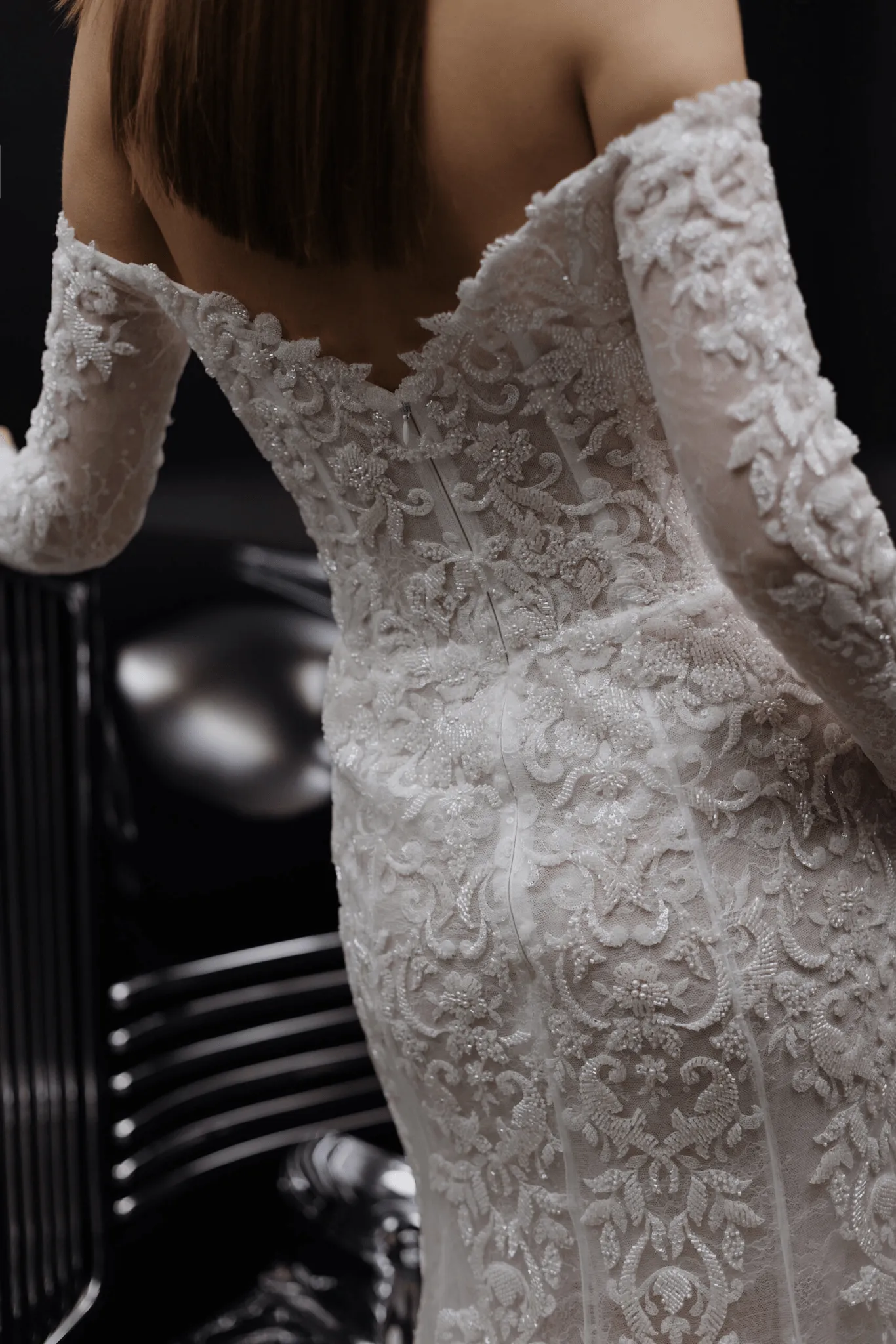 Ivory Off Shoulder Wedding Dress with Lace - Tulle Mermaid Wedding Gown - Corset Bridal Dress Plus Size - STACY