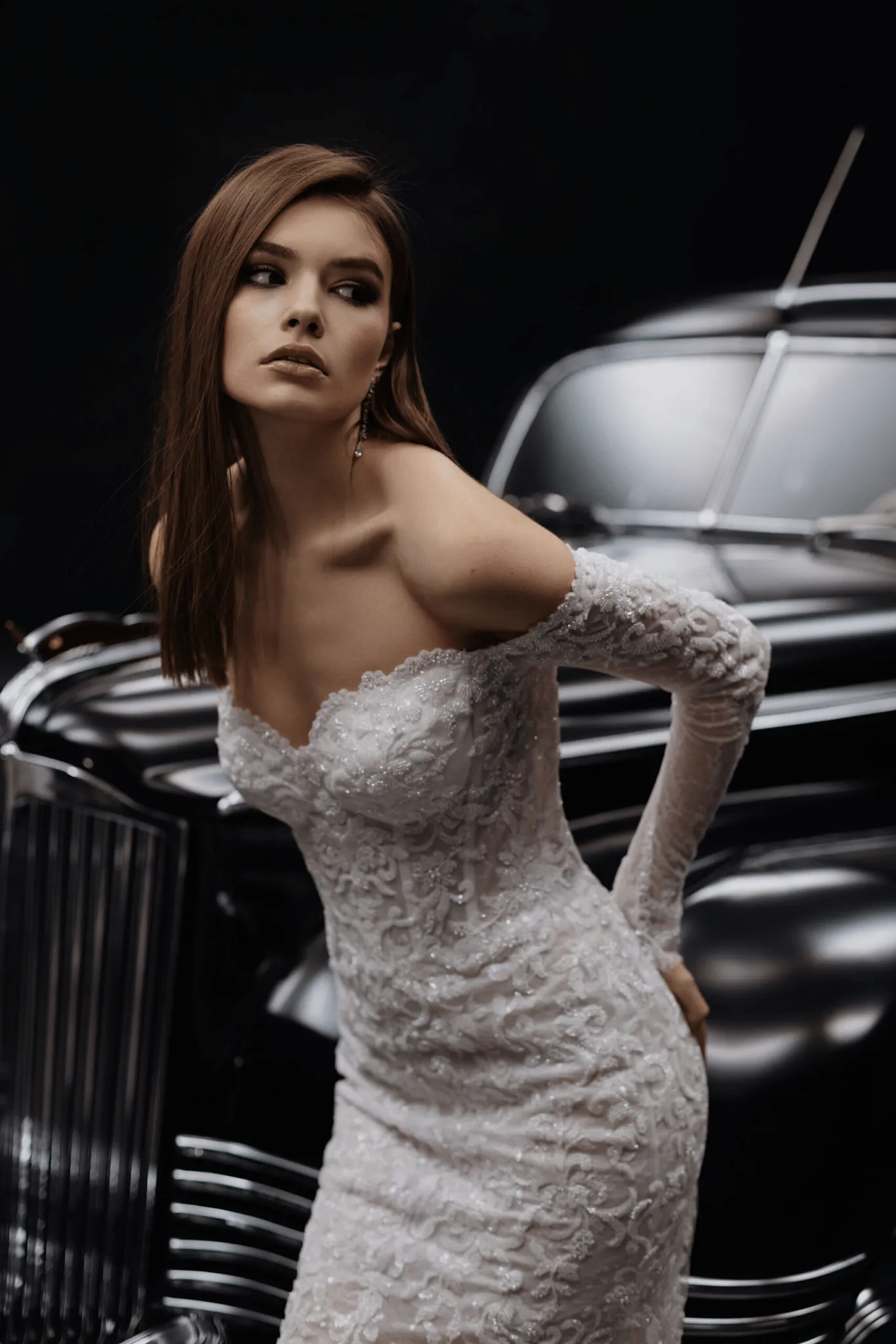 Ivory Off Shoulder Wedding Dress with Lace - Tulle Mermaid Wedding Gown - Corset Bridal Dress Plus Size - STACY