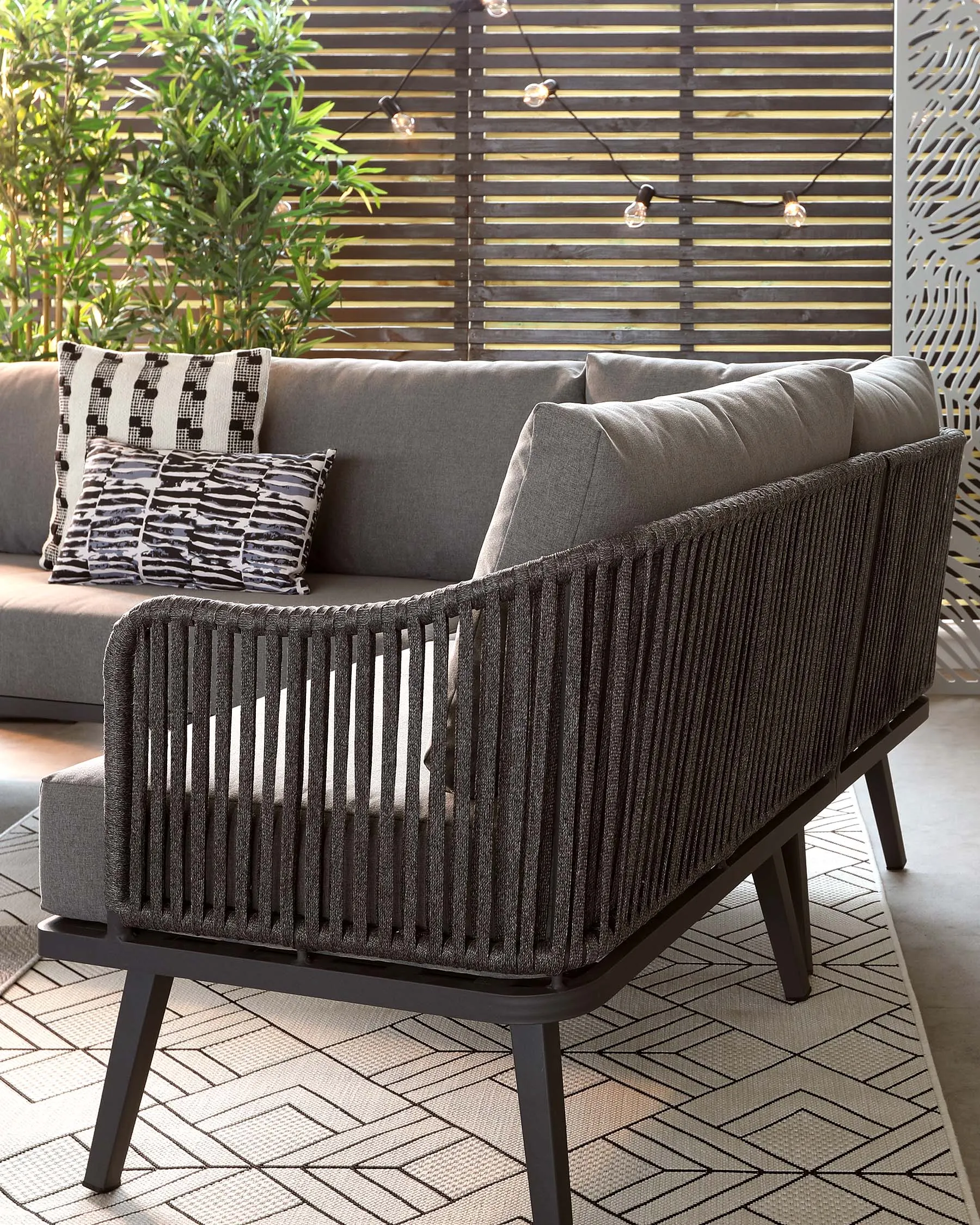 Ivy Dark Grey Right Hand 4 Seater Garden Corner Bench