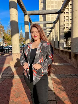 Jacquard Plaid Shacket With Pockets