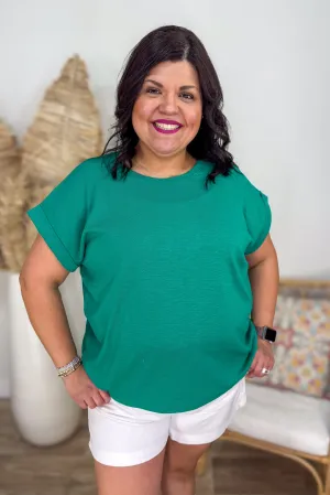 Kelly Green Modal Rolled Sleeve Tee