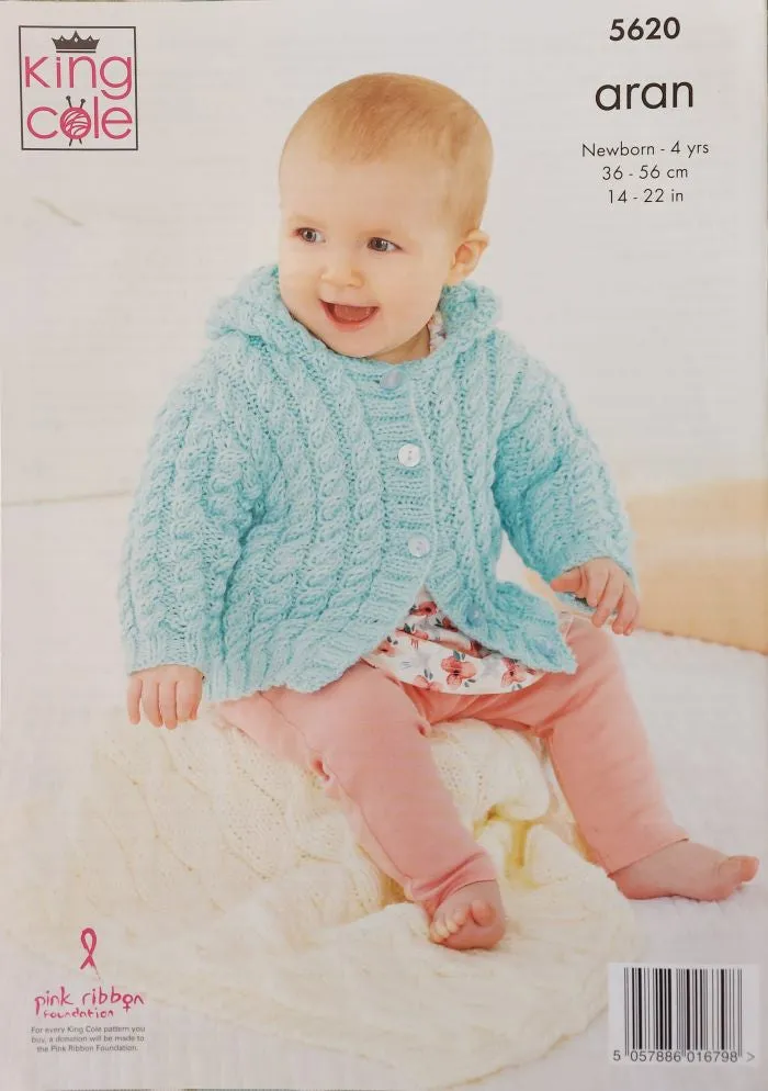 King Cole Comfort Aran Pattern 5620 - Jackets, Hat & Pram Blanket