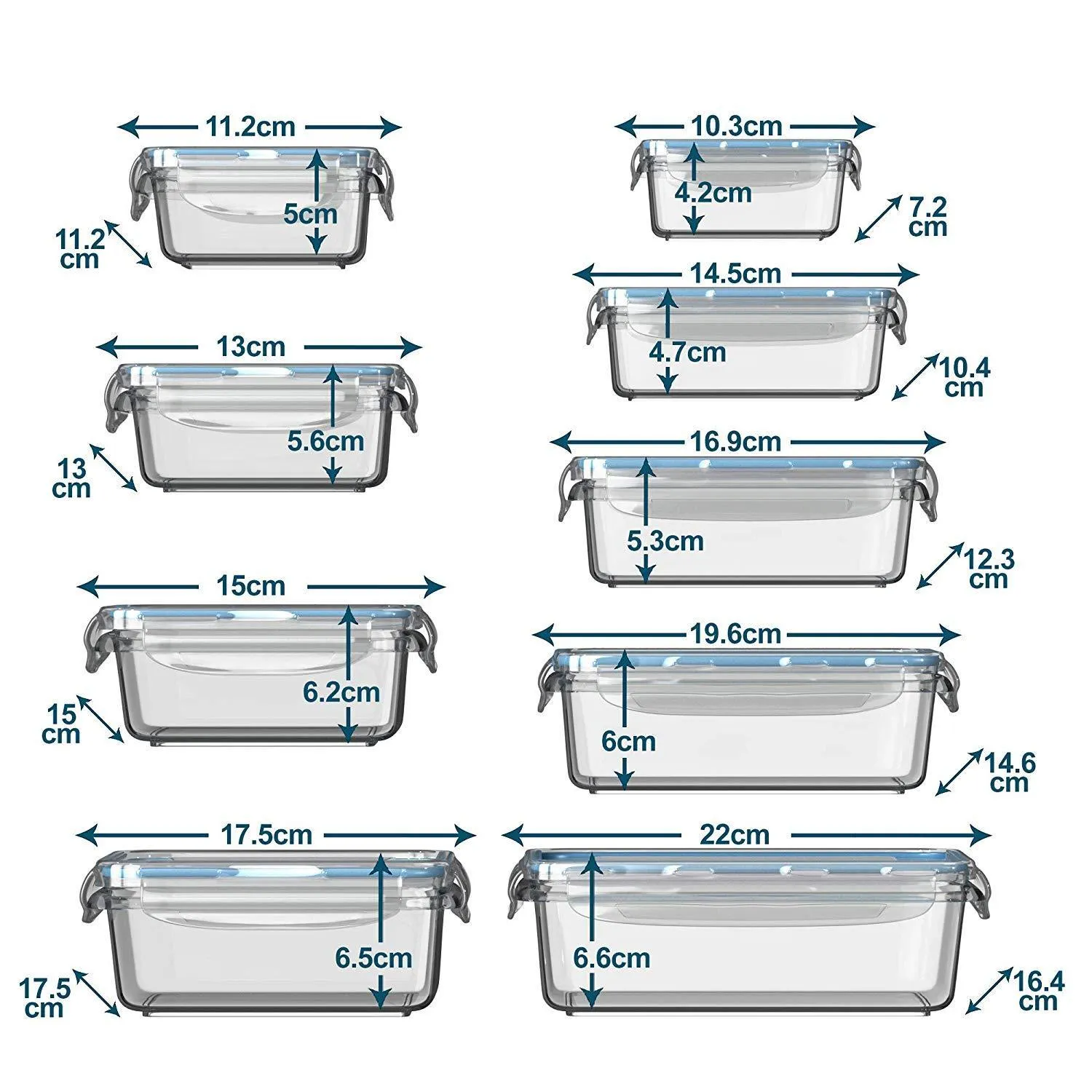 KOMUEE 30 Piece (15 containers,15 lids) Glass Food Storage or Lunch Box Containers w/Airtight Lids - Microwave/Oven/Freezer & Dishwasher Safe, BPA/PVC Free - 5 BONUS Plastic Containers for Condiments