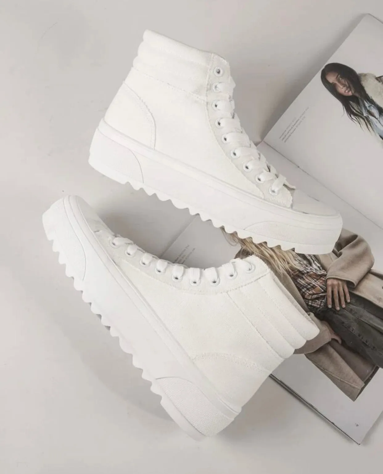 Lace up high top sneakers