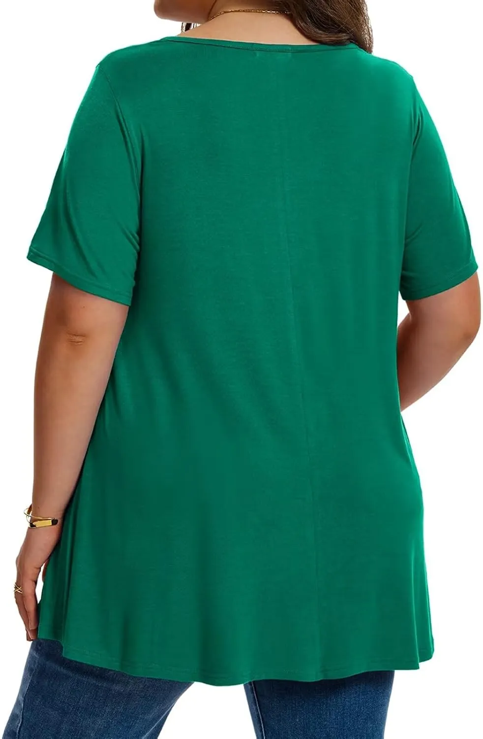LARACE Plus Size Tops for Women Short Sleeve Women's V Neck Pleated Tunics Dressy T-Shirts Summer Clothes Loose Fit Blouses