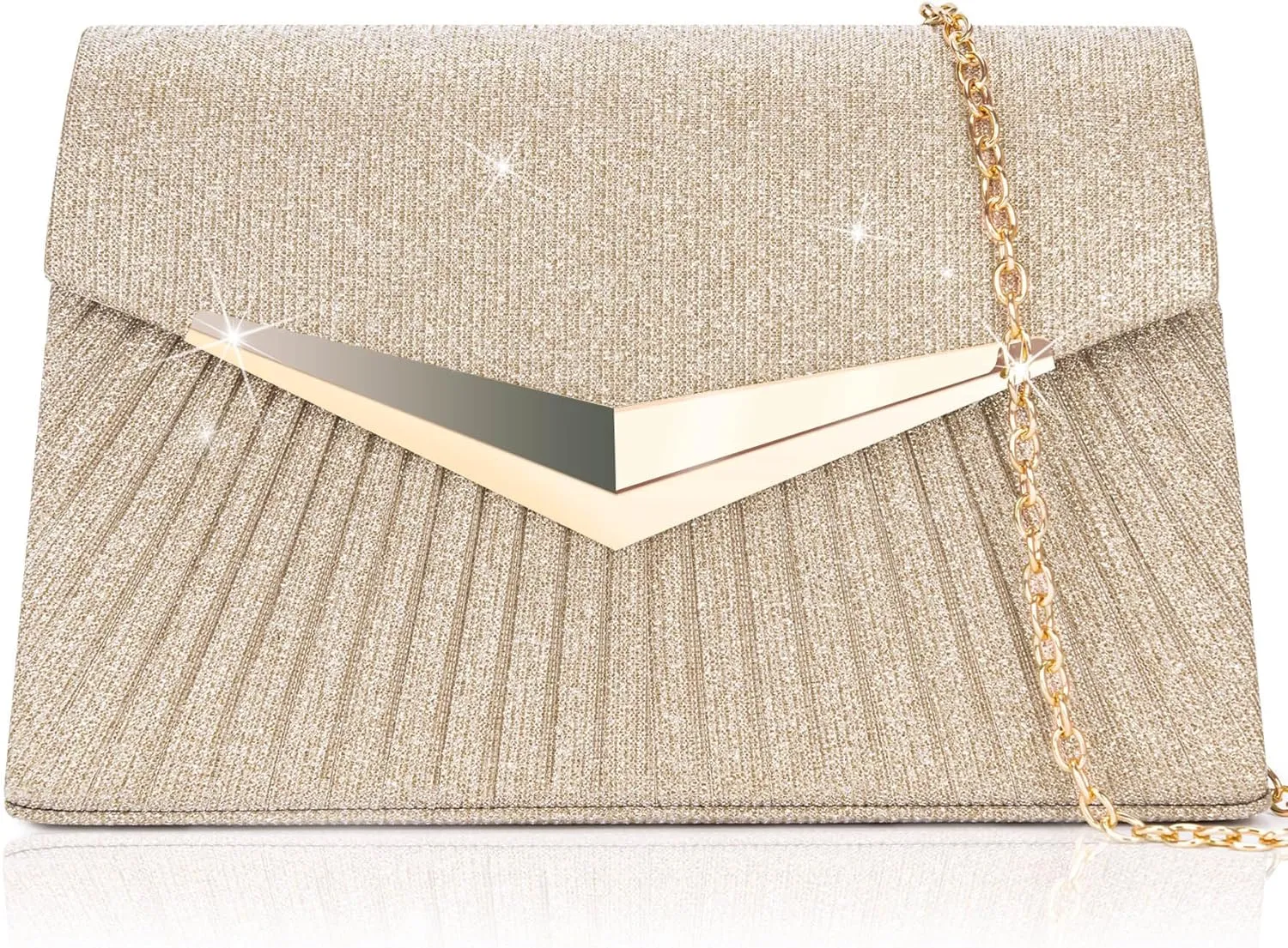 Larcenciel Women's Evening Handbags, Sparkly Pleated Evening Purse, Elegant Sequins Clutch for Wedding Formal Cocktail Party