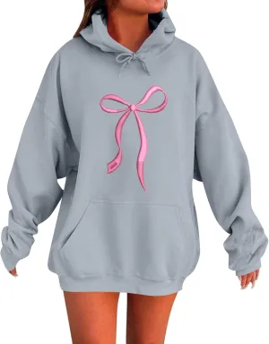 lcyhony Hoodies for Women Trendy Oversized Fleece Graphic Sweatshirts Casual Stretch Drawstring Hooded Sweatshirt with Pocket
