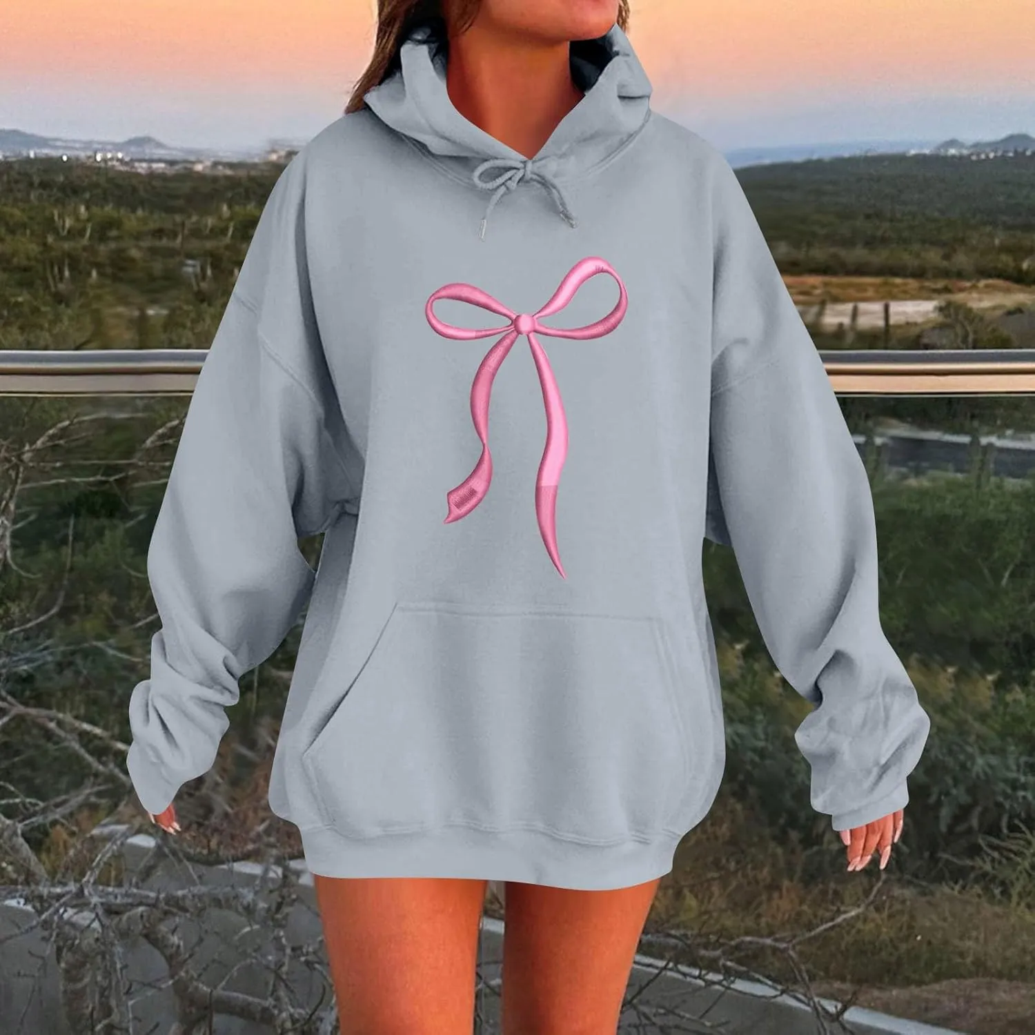 lcyhony Hoodies for Women Trendy Oversized Fleece Graphic Sweatshirts Casual Stretch Drawstring Hooded Sweatshirt with Pocket